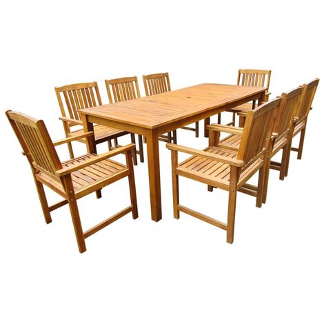 9 Piece Outdoor Dining Set Solid Acacia Wood