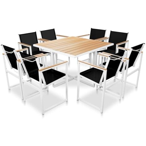 9 Piece Outdoor Dining Set with WPC Tabletop Aluminium