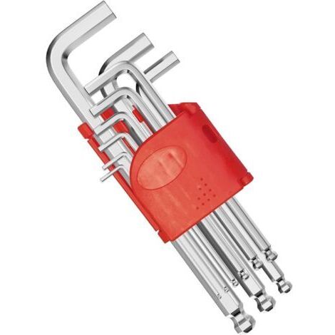 9 pièces 1.5-10MM clé allen sphérique, coudées 6 pans métriques et pouces avec etui portative, clef allen clé à laine pour retirer et installer voiture, meuble, appareil électroménager, argent