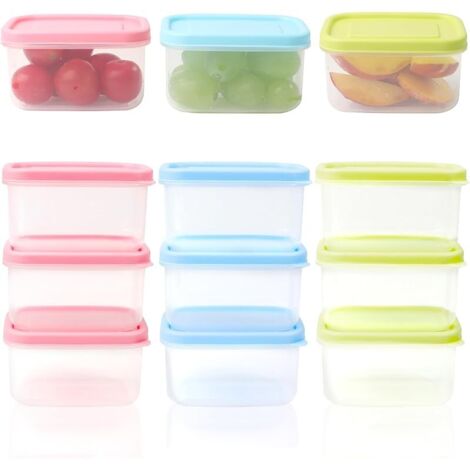 9 Pièces 200 ml Petits Boite Alimentaire Plastique avec Couvercles, Empilables Boite Hermetique Alimentaire Rectangulaires Boite De Conservation Alimentaire pour Yaourt, Fruits, Aliments,Collations