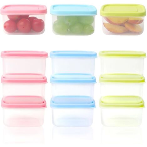 9 Pièces 200 ml Petits Boite Alimentaire Plastique avec Couvercles, Empilables Boite Hermetique Alimentaire Rectangulaires Boite De Conservation Alimentaire pour Yaourt, Fruits, Aliments,Collations