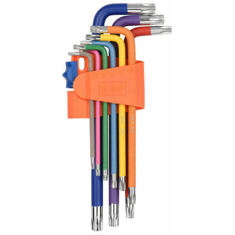 9 pièces ensemble de clés en L multicolores ensemble de clés Torx clé étoile bras Long en acier au Chrome Vanadium de qualité industrielle clé Torx clé Allen