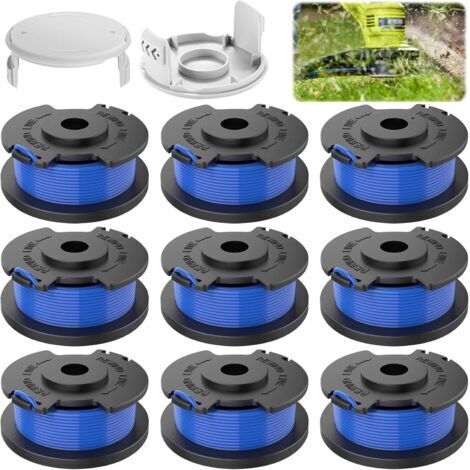 9 pièces fil coupe bordure pour ryobi,Bobine Fil Coupe Bordure avec pour Ryobi One+ AC14RL3A 18V 24V 40V, Ø1,65 mm,3,4 m de longueur
