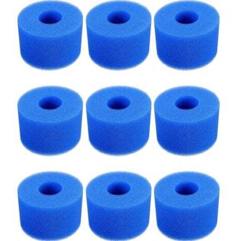 9 Pièces Filtre Piscine,  Cartouche de Filtre en Mousse, Mousse pour Filtre Piscine, Réutilisables et Lavables, Filtre en Mousse pour Spa, Piscine