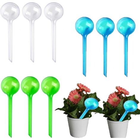 9 pièces Globes D'Arrosage, Globe Arrosage Plante, Arroseur Automatique Plante Intérieur,Plante Arrosage Ampoules, Peut clairement Observer Le Niveau d'eau (Bleu, Vert, Couleur Transparente)