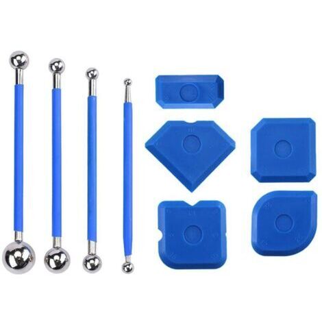 9 Pièces Kit de grattoir à outils, Outil de Calfeutrage en Silicone, Finition de Joints Silicone, D'Outil de Scellage et de Calfeutrage, Kit d'Outil de Scellage et de Calfeutrage pour Salle de Bain