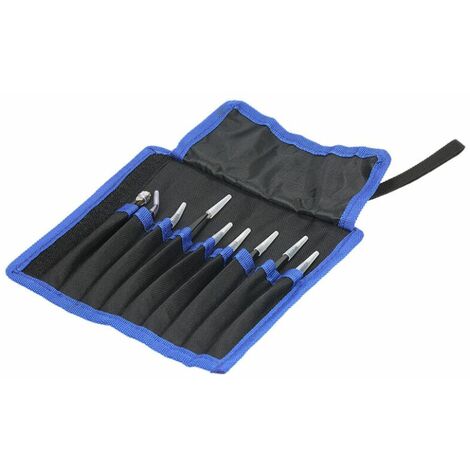 9 pièces pince à épiler ESD Kit d'outils de précision antistatique noir pointe fine incurvée droite en acier inoxydable non magnétique pince à épiler outil de réparation avec sac de rangement pour l'é