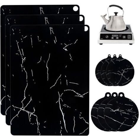 9 Pièces Protection Plaque Induction, Protege Plaque Induction, Protege Plaque de Cuisson, Tapis en Silicone pour Cuisine, Protection Plan de Travail Cuisine, Résistant à 230°C, Résistant aux Rayures