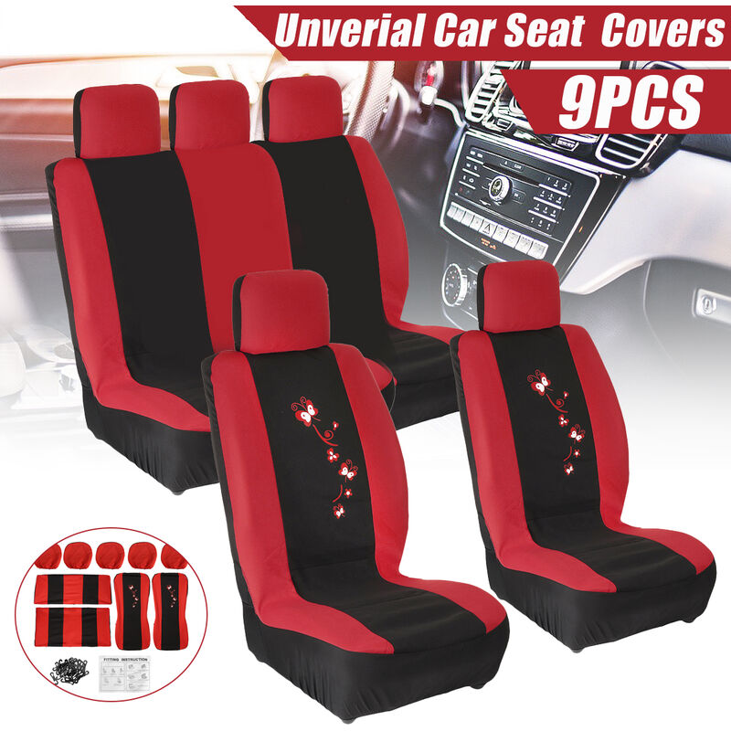 

9 Piezas de Funda de Asiento Universal del Coche, Protetor Almofada Delantero para Caminhão SUV Van (Rojo 9PCS)