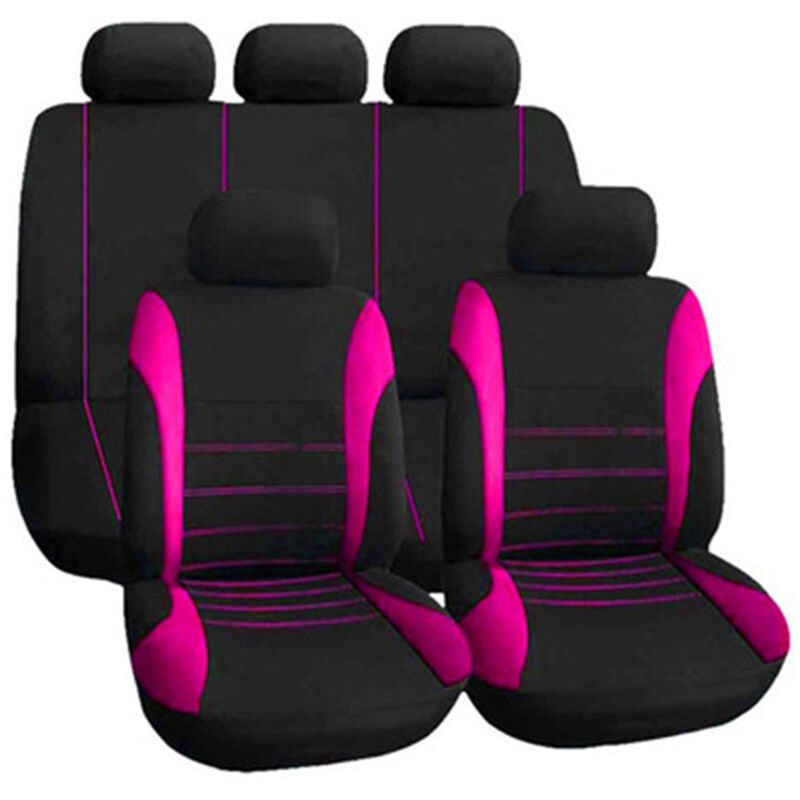 

9 piezas Funda de asiento de coche Cojin protector de vehiculo Four Seasons Universal Full Surround Reposacabezas Decoracion interior de automovil