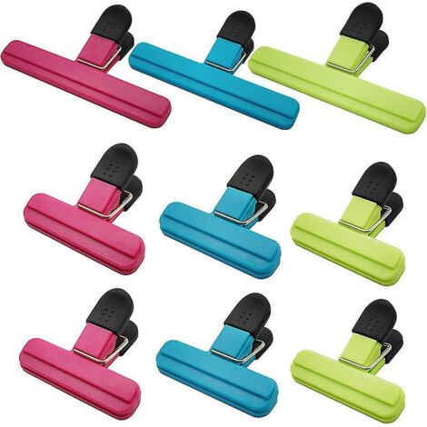 9 Pince Sachet  Pices Clip De Fermeture De Sacs Alimentaires Pour Emballage Cuisine Couleurs Assorties