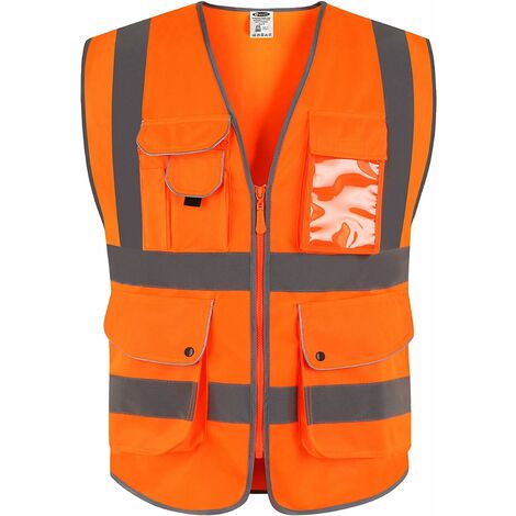 gilet de sécurité orange avec poches