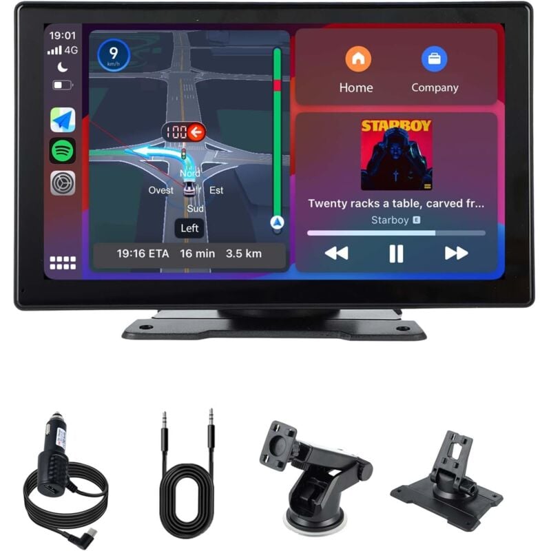 9 Pouces Autoradio avec Carplay sans Fil Android Auto, Écran Tactile IPS pour Voiture, Ecran Car Play avec Assistant Vocal, Navigation en Direct,