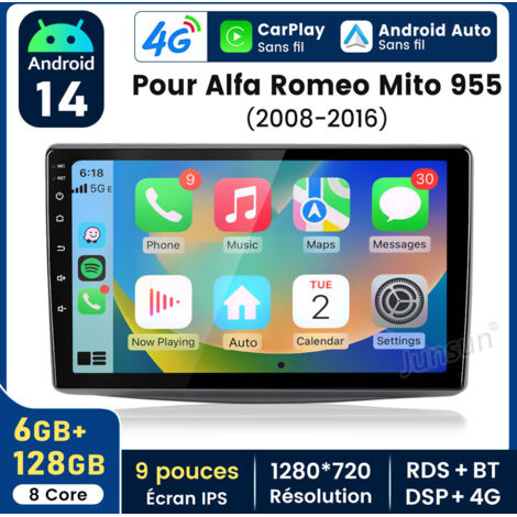 9 pouces Carplay Autoradio pour Alfa Mito 2008-2016 Android 6+128GB JUNSUN