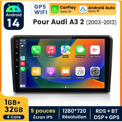 9 pouces Carplay Autoradio pour AUDI A3 2003-2013 Android 1+32GB JUNSUN