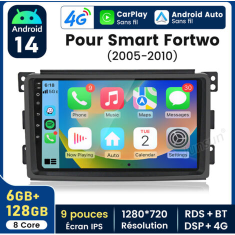 9 pouces Carplay Autoradio pour Benz Smart Fortwo 2005-2010 Android 6+128GB JUNSUN