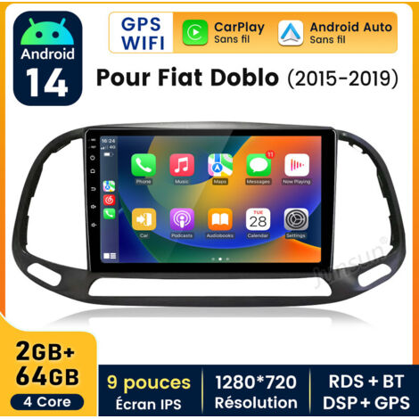 9 pouces Carplay Autoradio pour Fiat Doblo 2015-2019 Android 2+64GB JUNSUN
