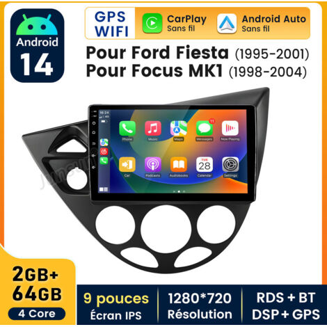 9 pouces Carplay Autoradio pour Ford Focus/Fiesta 1995-2004 Android 6+128GB JUNSUN