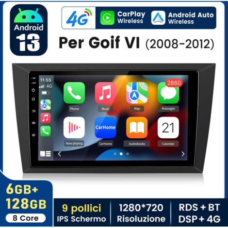 9 pouces Carplay Autoradio pour Golf VI 2008-2012 Android 6+128G JUNSUN