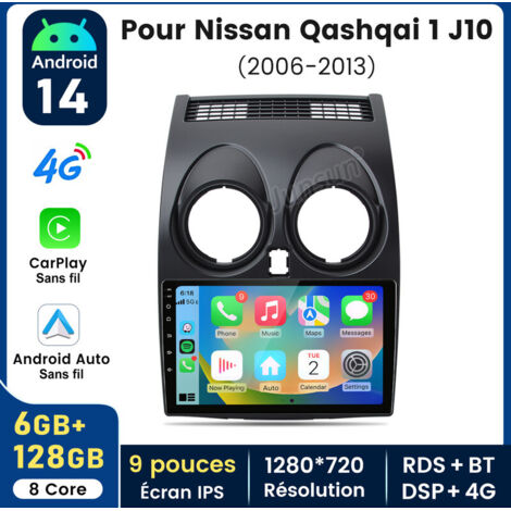 9 pouces Carplay Autoradio pour Nissan Qashqai J10 2006-2013 Android 6+128GB JUNSUN