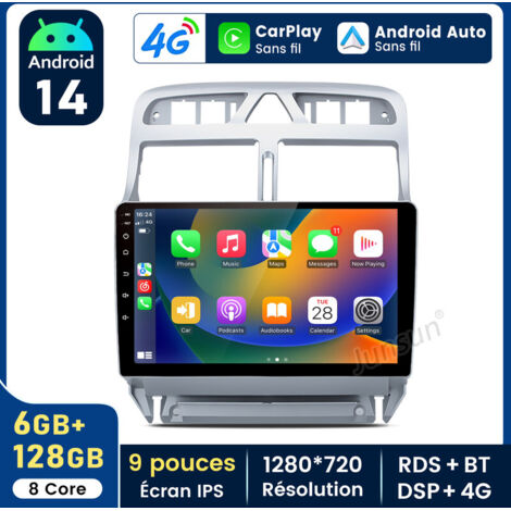 9 pouces Carplay Autoradio pour Peugeot 307 2000-2013 Android 6+128GB JUNSUN