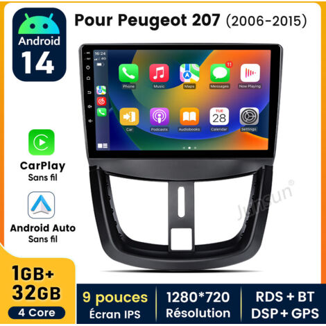 9 pouces Carplay Autoradio pour Peugeot207 2006-2015 Android 1+32GB JUNSUN