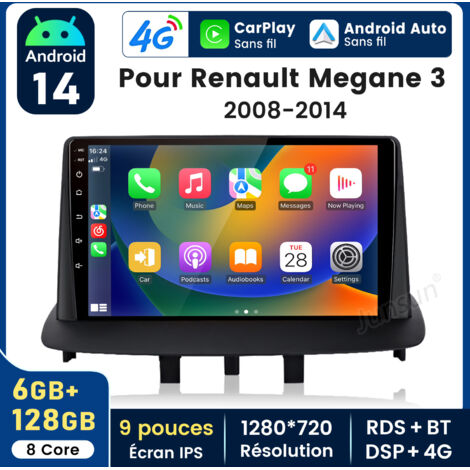 9 pouces Carplay Autoradio pour Renault Megane Ⅲ 2008-2014 Android 6+128GB JUNSUN