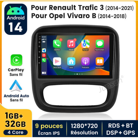 9 pouces Carplay Autoradio pour Renault Trafic 2014-2021 Android 32GB JUNSUN