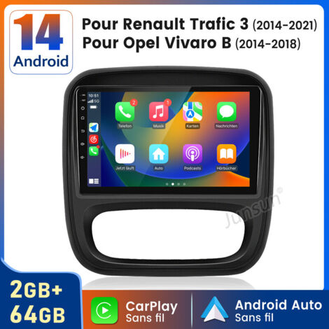 9 pouces Carplay Autoradio pour Renault TRAFIC 3 2014-2021 Android 2+64GB JUNSUN