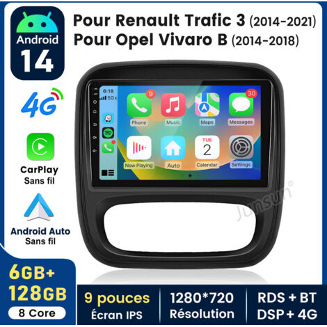 9 pouces Carplay Autoradio pour Renault Trafic Nissan Android 6+128G JUNSUN
