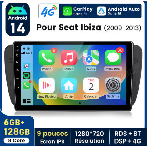 9 pouces Carplay Autoradio pour Seat IBiza 2009-2013 Android 6+128GB JUNSUN