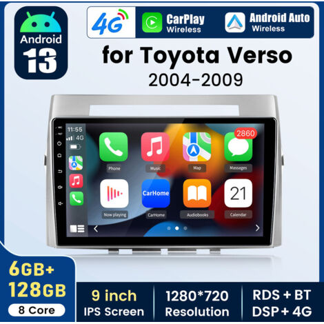 9 pouces Carplay Autoradio pour Toyota Verso 08-2020 Android 6+128G JUNSUN