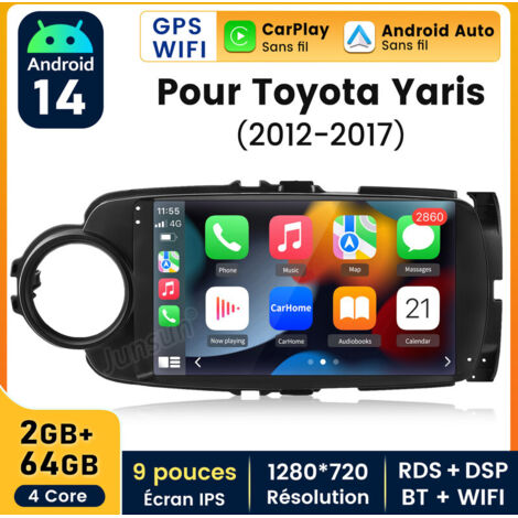 9 pouces Carplay Autoradio pour Toyota Yaris 2012-2017 Android 2+64GB JUNSUN