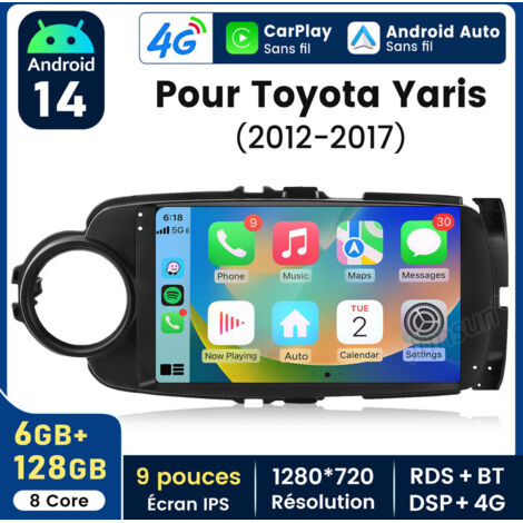 9 pouces Carplay Autoradio pour Toyota Yaris 2012-2017 Android 6+128GB JUNSUN