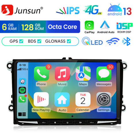 9 pouces Carplay Autoradio pour VW Golf 5 6 Passat Polo Android 6+128GB JUNSUN