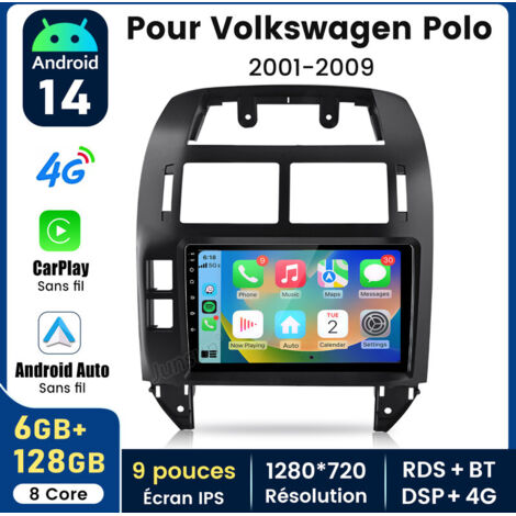 9 pouces Carplay Autoradio pour VW Polo 9N 01-2009 Android 6+128G JUNSUN