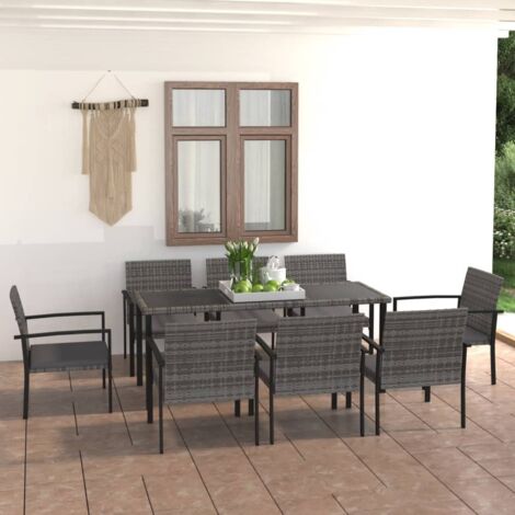 Set Giardino 6 Pezzi Con Tavolo E Sedie Textilene - Grigio Con Ombrellone