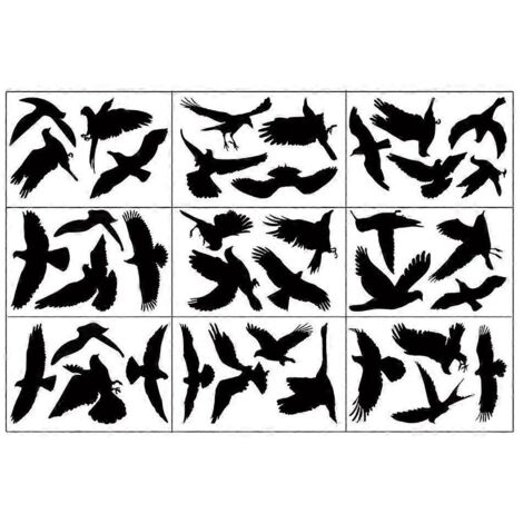9 stickers anti-collision oiseaux autocollants vitre, déco maison fenêtre, adhésifs décoratifs oiseaux, protection oiseaux verre, 9 pièces.