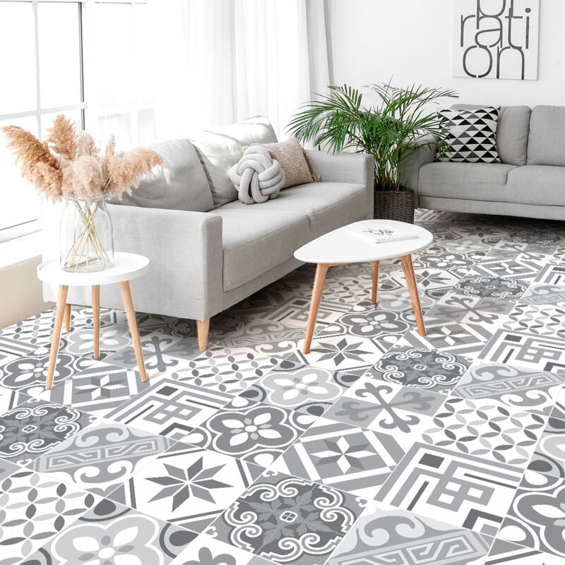 Stickers Sol Anti-dérapant avec Protection - carreaux de ciment matteo - 90x90cm-9stickers30x30cm