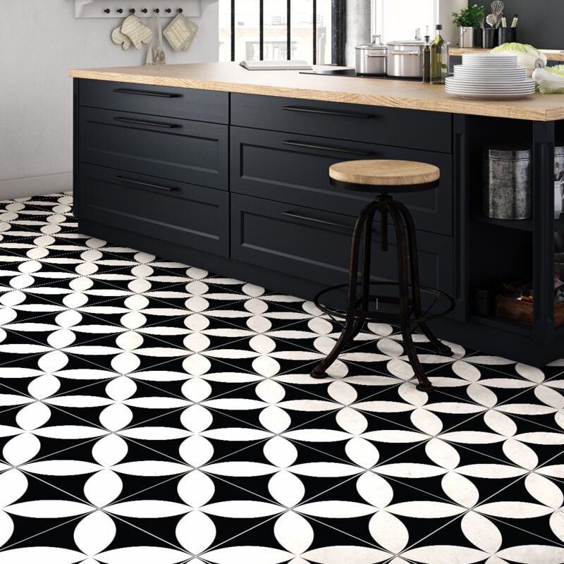 Stickers Sol Anti-dérapant avec Protection - carreaux de ciment piretto - 90x90cm-9stickers30x30cm