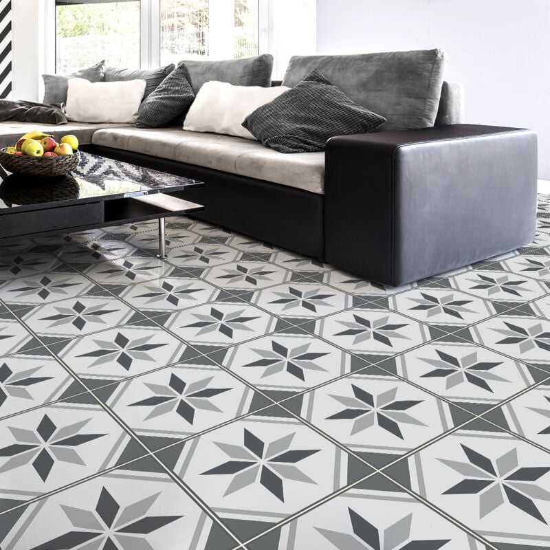 Stickers Sol Anti-dérapant avec Protection - carreaux de ciment teramo - 90x90cm-9stickers30x30cm