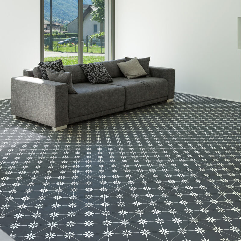 9 stickers sol carreaux de ciment thiago anti-dérapant Stickers Adhésifs Sol résistant à l'eau - 9stickers40x40cm