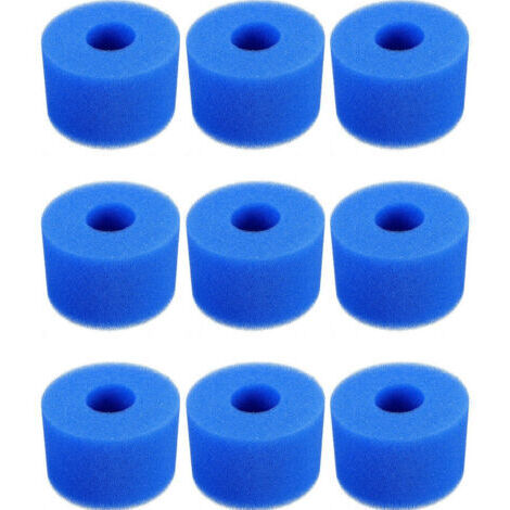 9 Stück Poolfilter, Schaumstoff-Filterkartusche, Schwimmbeckenfilter Schaum, Wiederverwendbar und Waschbar, Schaumfilter für Spa, Pool