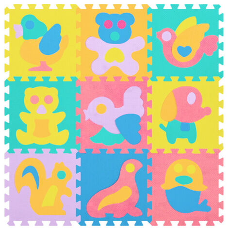 9 tapis éducatifs sur le thème du zoo, tapis de jeu antidérapants en mousse pour ramper