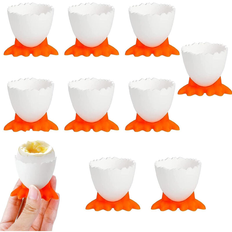 9 tasses à œufs design forme d'œuf pour œufs à la coque - Idéales petit-déjeuner brunch (blanc)