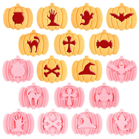 9-teiliges 3D-Halloween-Kürbis-Ausstechformen-Set mit Backformen und Andrückwerkzeug für selbstgemachten Fondant