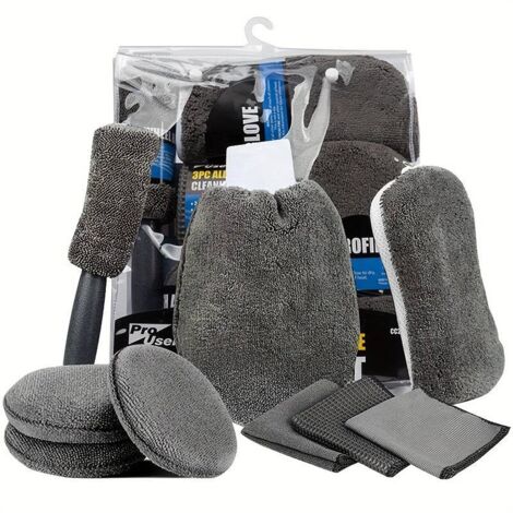 9-teiliges Autowasch-Set: Weiche Detailbürsten, Mehrzwecktuch, Polierpad, Schwamm – Ideal für die Innen- und Außenreinigung von Felgen und für Heimwerkerprojekte