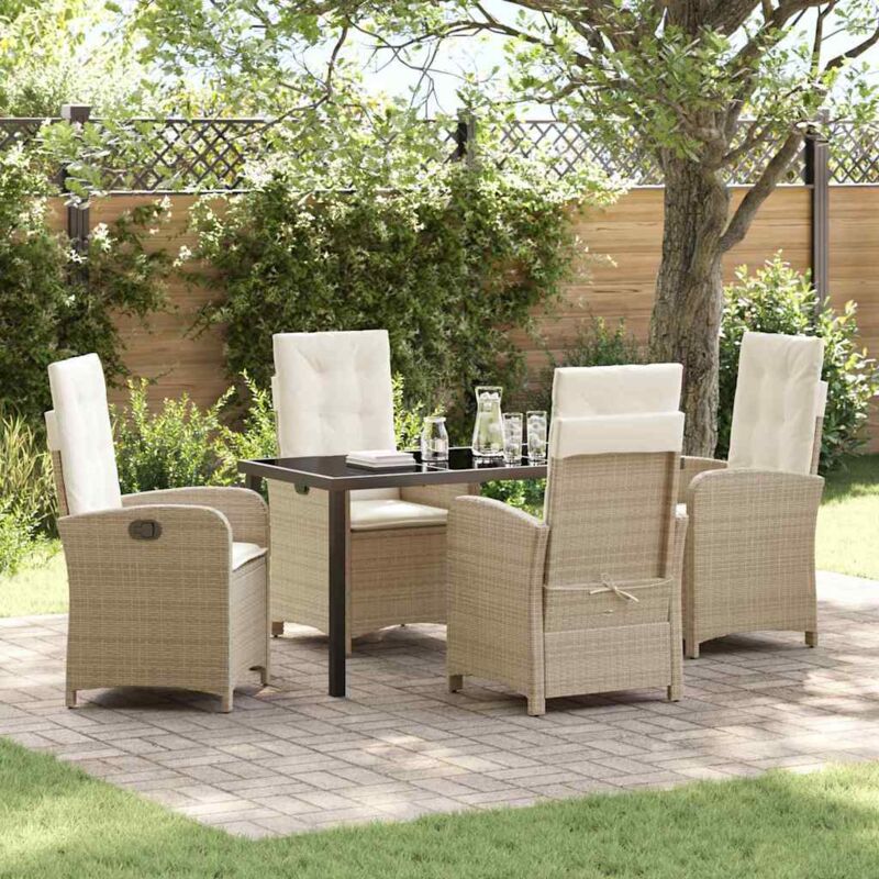 Garten Essgruppe 5 Pcs Beige Poly-rattan Vidaxl