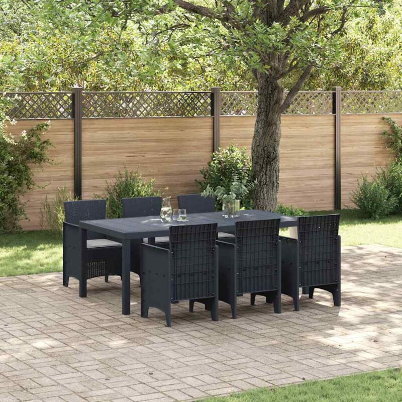 Garten Essgruppe 7 Pcs Anthrazit Polt Rattan Vidaxl