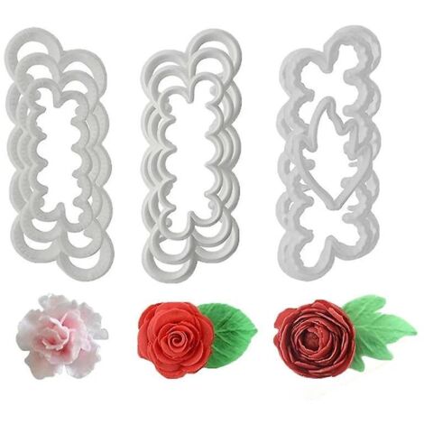 9-teiliges Gebäckmodellierwerkzeug-Set, 9-teilige Rosenblüten-Zuckerformen, 9-teiliges Gebäckmodellierwerkzeug-Set, Fondant-Ausstecher und weitere Werkzeuge